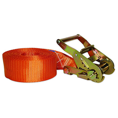 Sangle avec tendeur à cliquet polyester - orange - l. 50mm x L. 6m