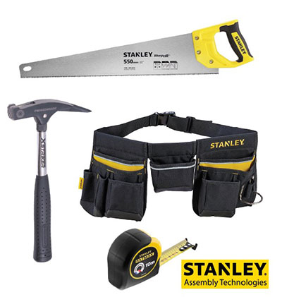 Pack charpentier avec 1 scie égoïne universelle + 1 marteau + 1 mètre ruban + 1 porte outils  